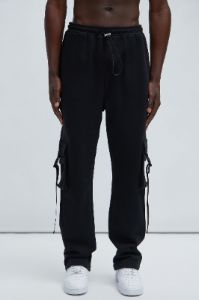 Tyson Buckle Straight Sweatpants - Black sold by Fashion Nova