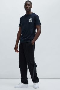Tyson Buckle Straight Sweatpants - Black sold by Fashion Nova