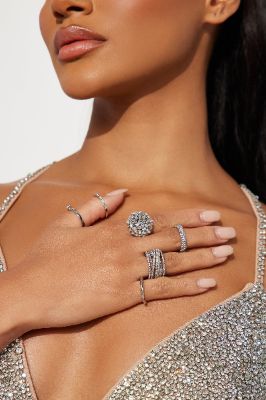 Just Can't Get Enough 6 Piece Ring Set - Silver sold by Fashion Nova