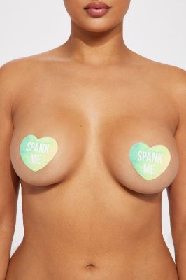 Spank Me Glitter Heart Nipple Cover Pasties - Iridescent sold by Fashion Nova