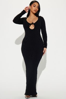 Raya Snatched Maxi Dress - Black sold by Fashion Nova