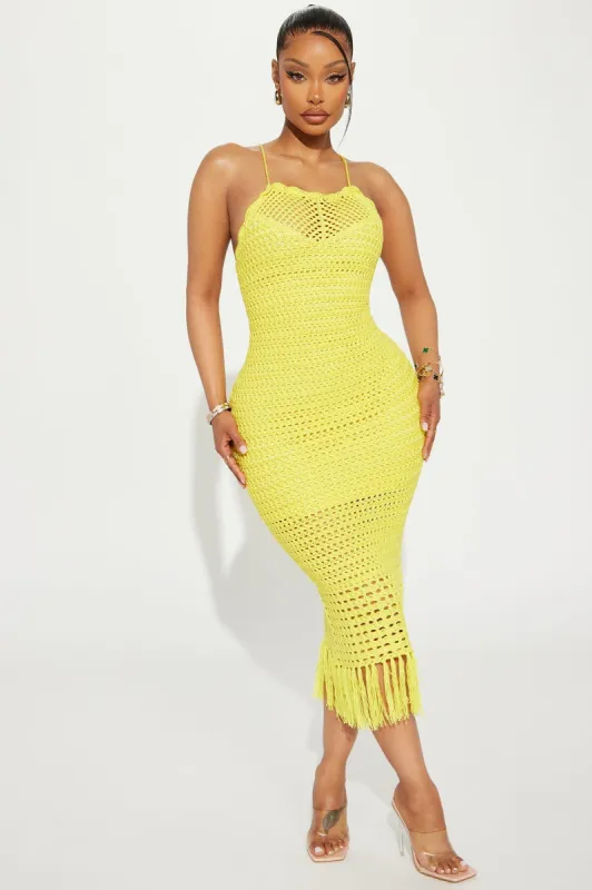 Jazmin Crotchet Maxi Dress - Yellow sold by Fashion Nova