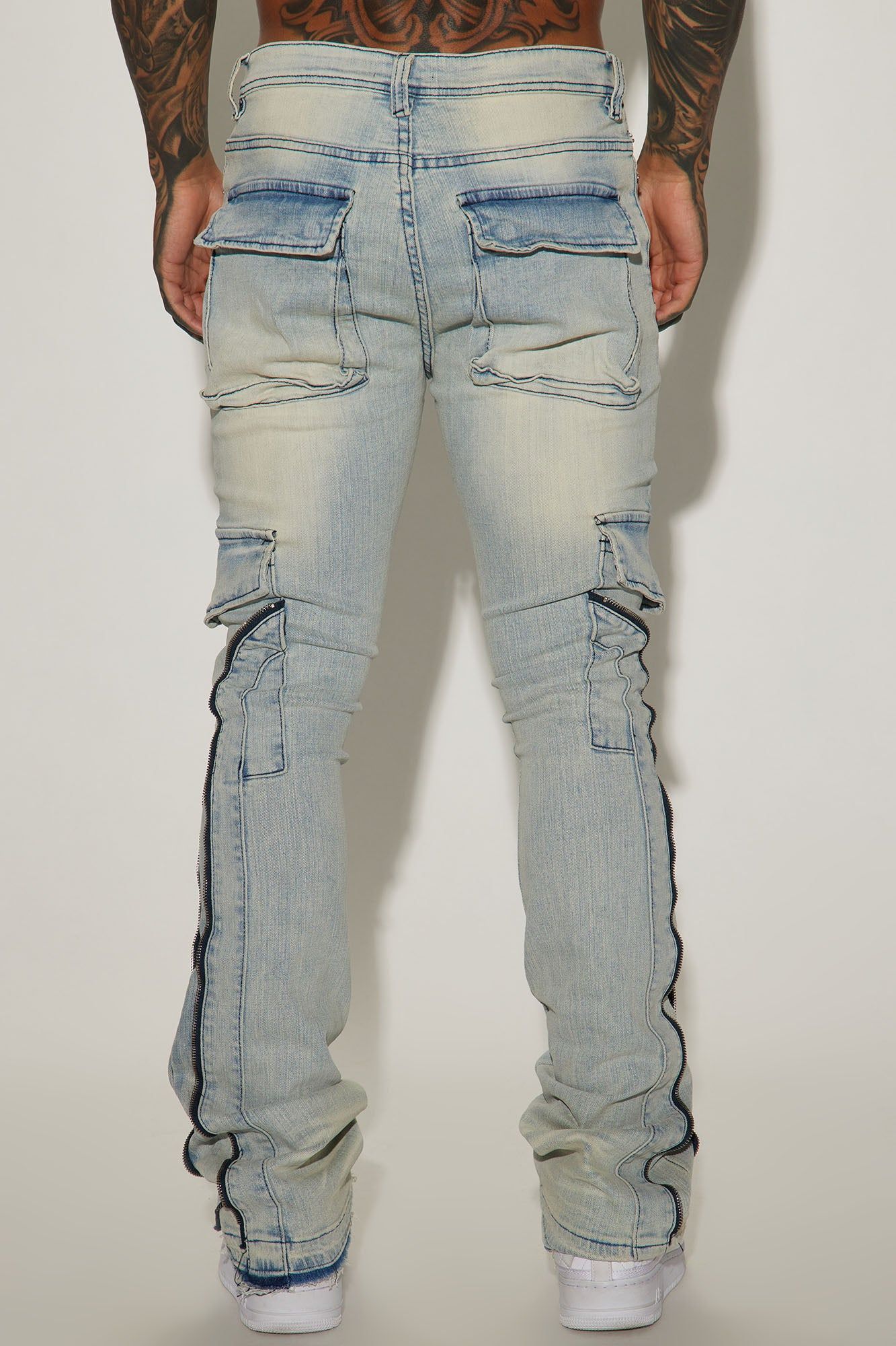 Down Ways Stacked Skinny Zipper Flare Pants - Light Wash sold by Fashion Nova product image thumbnail 5