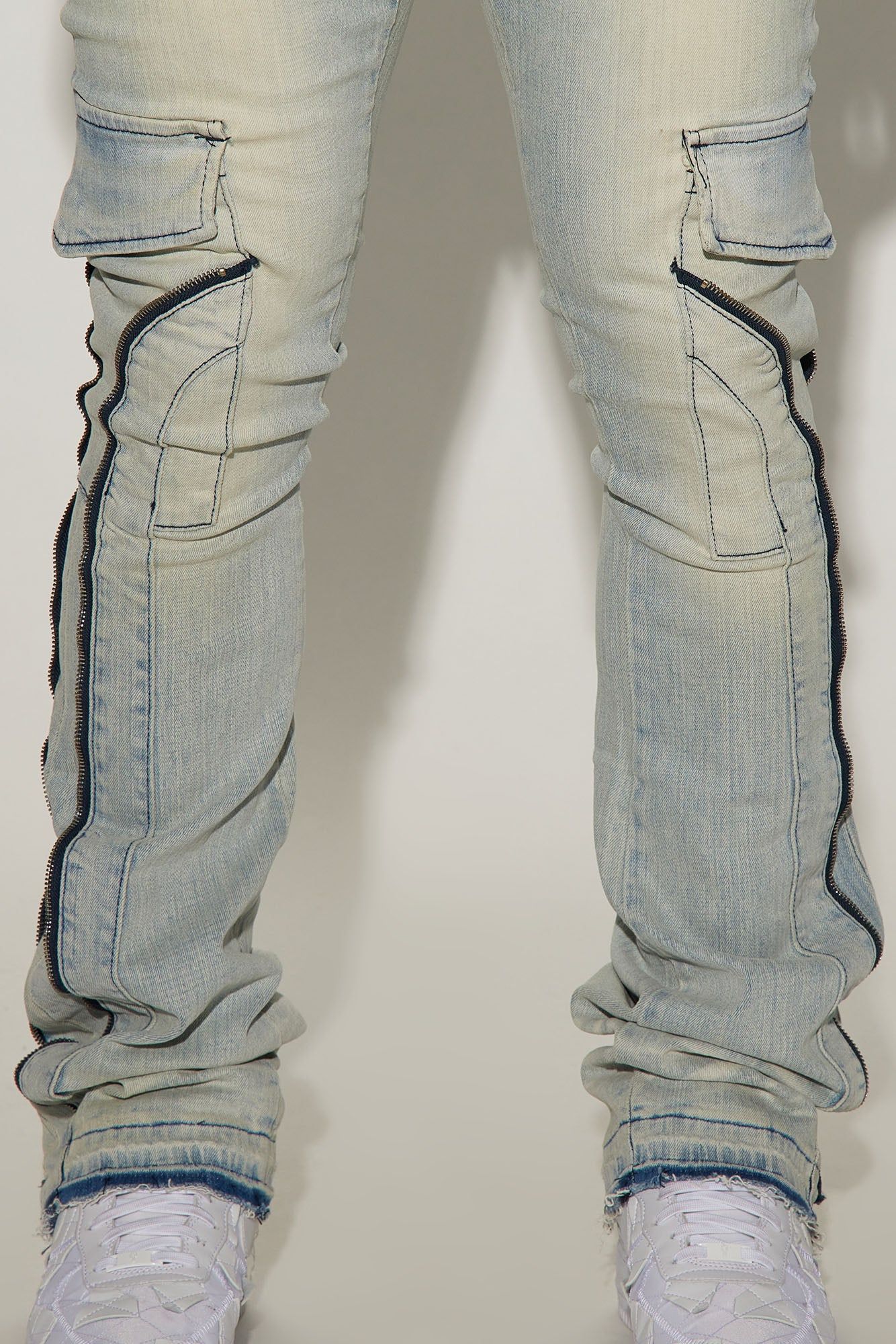 Down Ways Stacked Skinny Zipper Flare Pants - Light Wash sold by Fashion Nova product image thumbnail 3