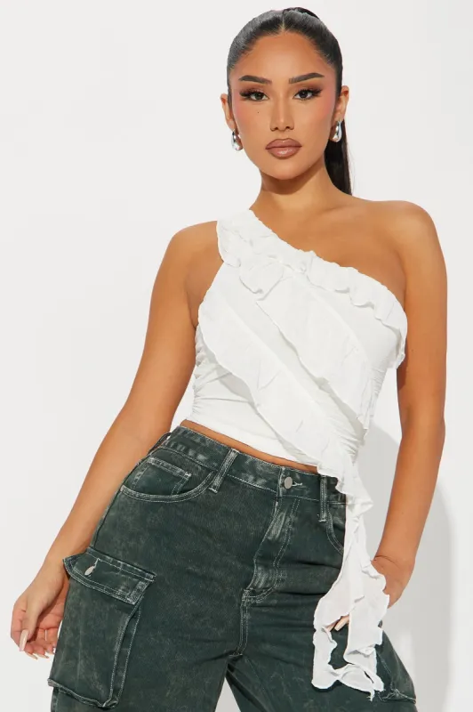 Victoria Ruffle Top - Ivory sold by Fashion Nova
