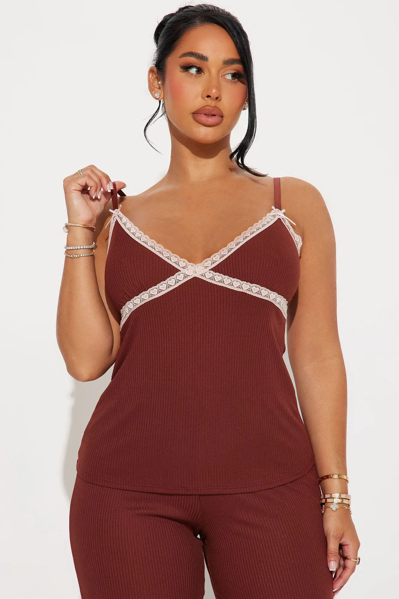 In Your Dreams Ribbed PJ Pant Set - Chocolate sold by Fashion Nova product image thumbnail 2