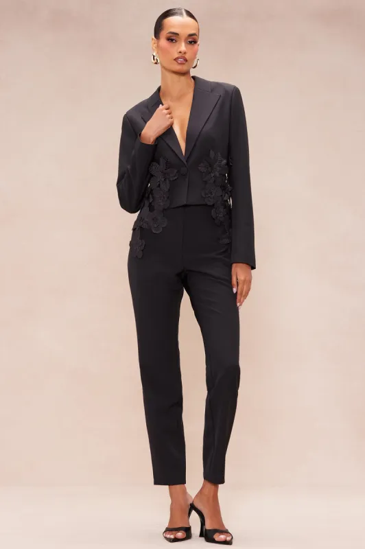 Vera Floral Applique Pant Suit Set - Black sold by Fashion Nova