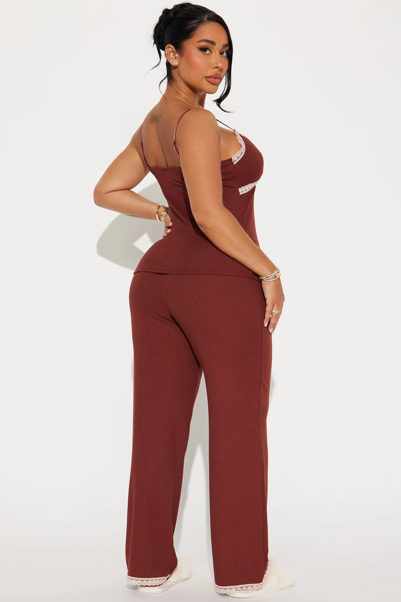 In Your Dreams Ribbed PJ Pant Set - Chocolate sold by Fashion Nova product image thumbnail 3
