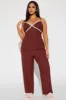 In Your Dreams Ribbed PJ Pant Set - Chocolate sold by Fashion Nova