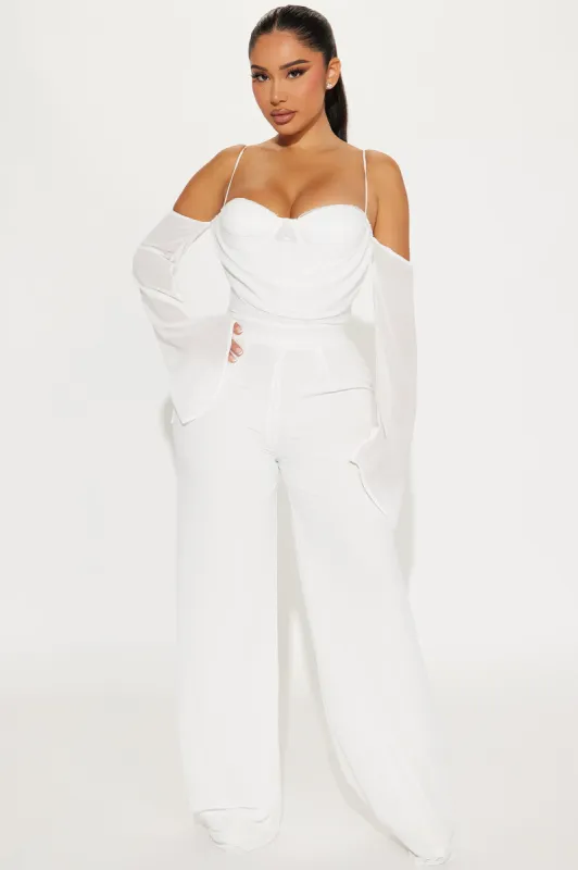 Romance Novel Jumpsuit - Ivory sold by Fashion Nova