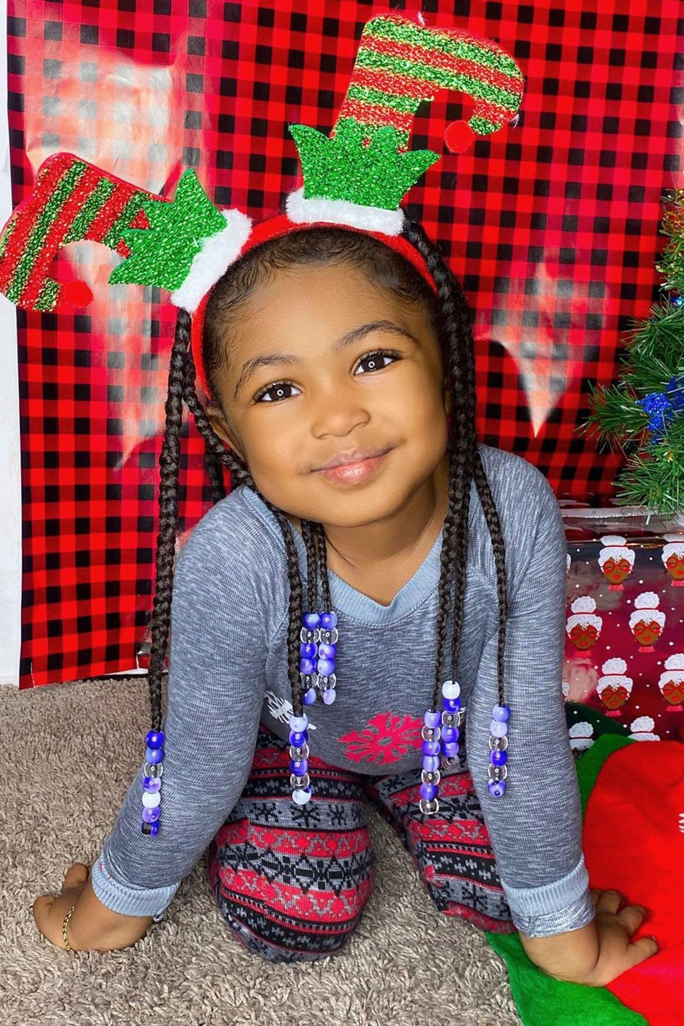 Mini A Hot Cocoa And Snow Holiday PJ Set - Grey/combo sold by Fashion Nova product image thumbnail 2