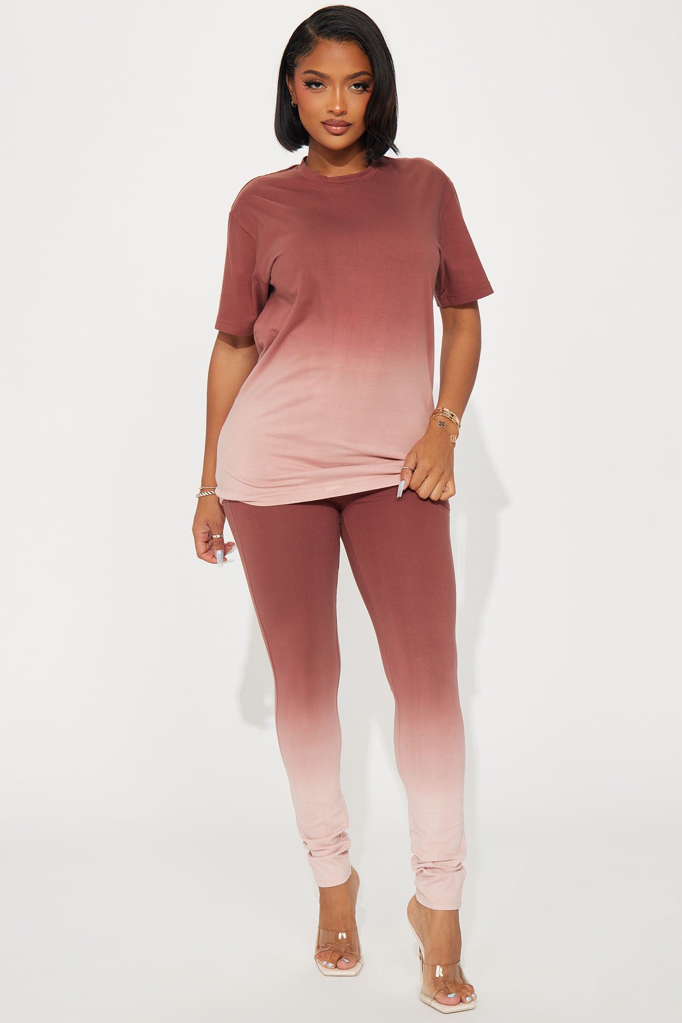 Fading Away Legging Set - Burgundy sold by Fashion Nova