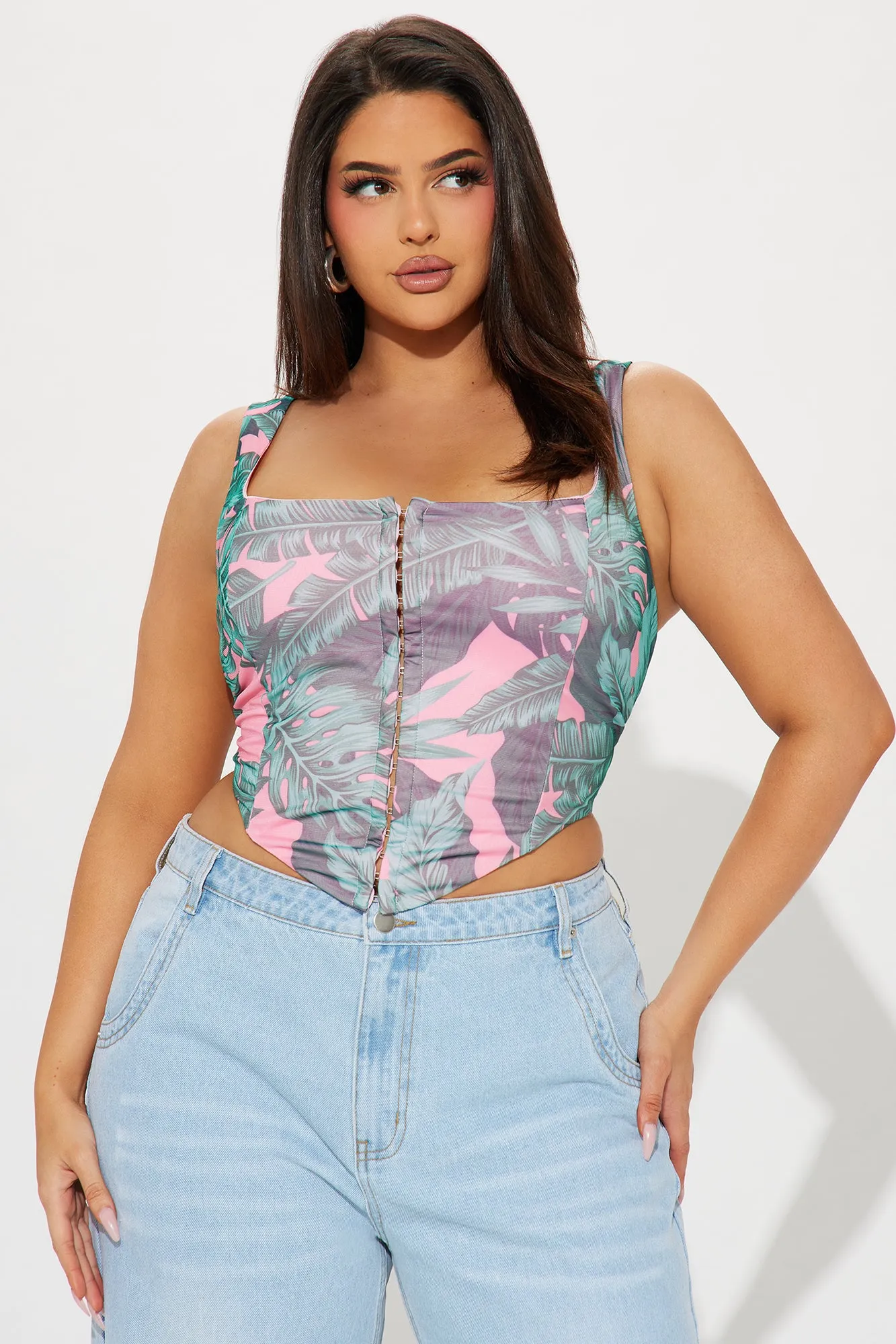 Summer Fling Mesh Corset Top - Pink/combo sold by Fashion Nova product image thumbnail 4