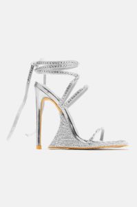 Becoming Richer Wrap Up Heeled Sandals - Silver sold by Fashion Nova