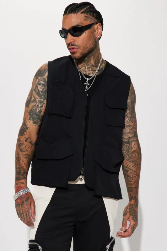 Hard To Miss Ripstop Tactical Cargo Vest - Black sold by Fashion Nova