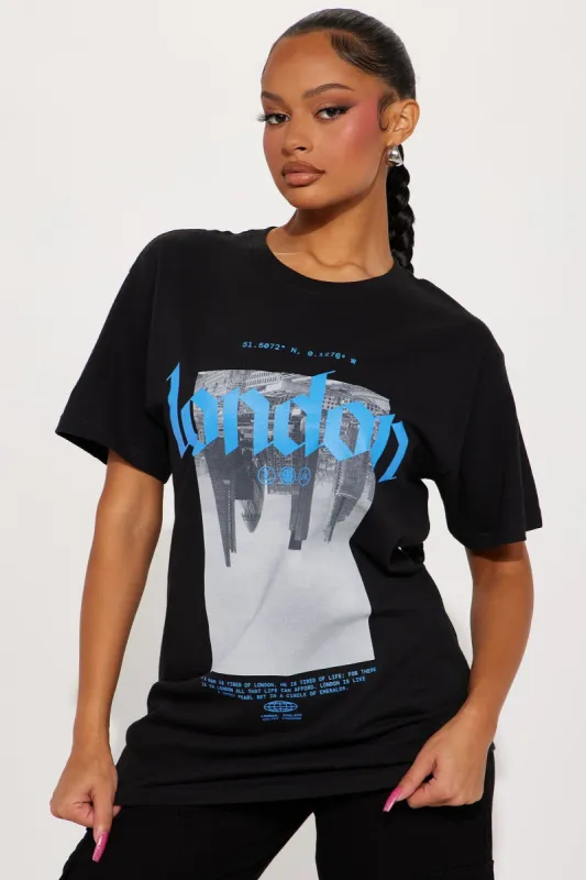 Staying In London Graphic Tshirt - Black sold by Fashion Nova