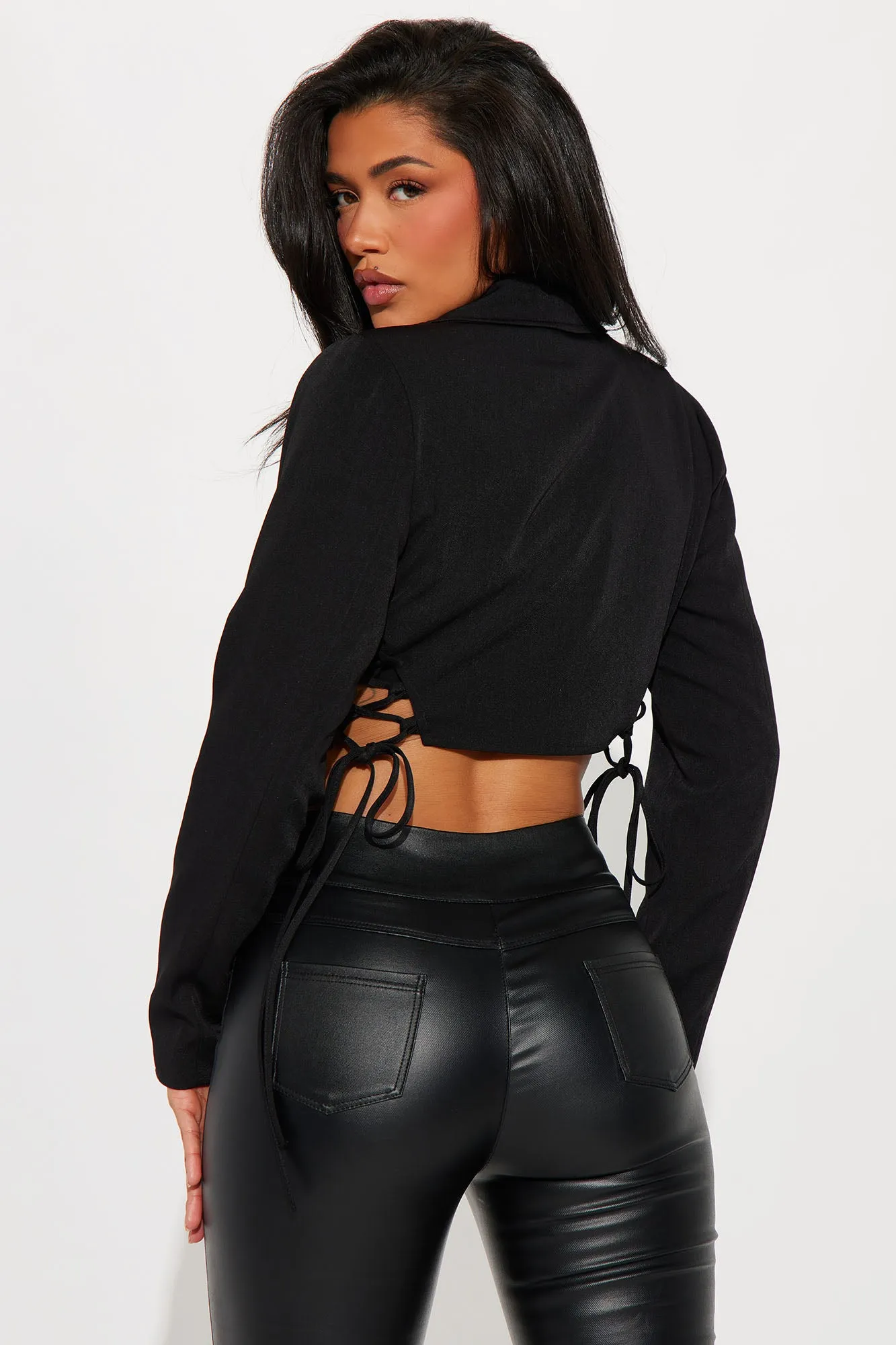 Cutting Edge Lace Up Cropped Blazer - Black sold by Fashion Nova product image thumbnail 4