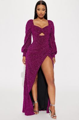 Ashley Metallic Gown - Magenta made by Fashion Nova