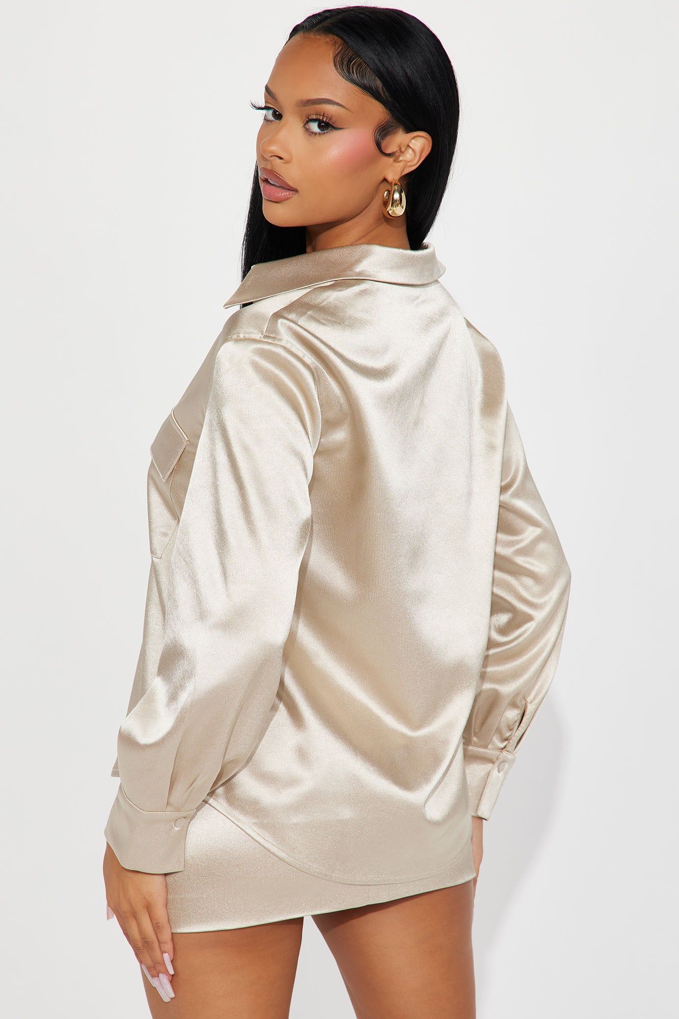 Rosario Satin Skirt Set - Champagne sold by Fashion Nova product image thumbnail 3