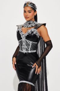 Queen Of Darkness 4 Piece Costume Set - Black/Silver sold by Fashion Nova