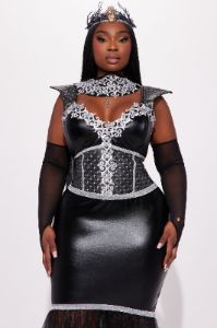 Queen Of Darkness 4 Piece Costume Set - Black/Silver sold by Fashion Nova