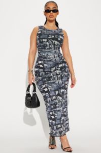 Aliyah Mesh Maxi Dress - Black/White sold by Fashion Nova
