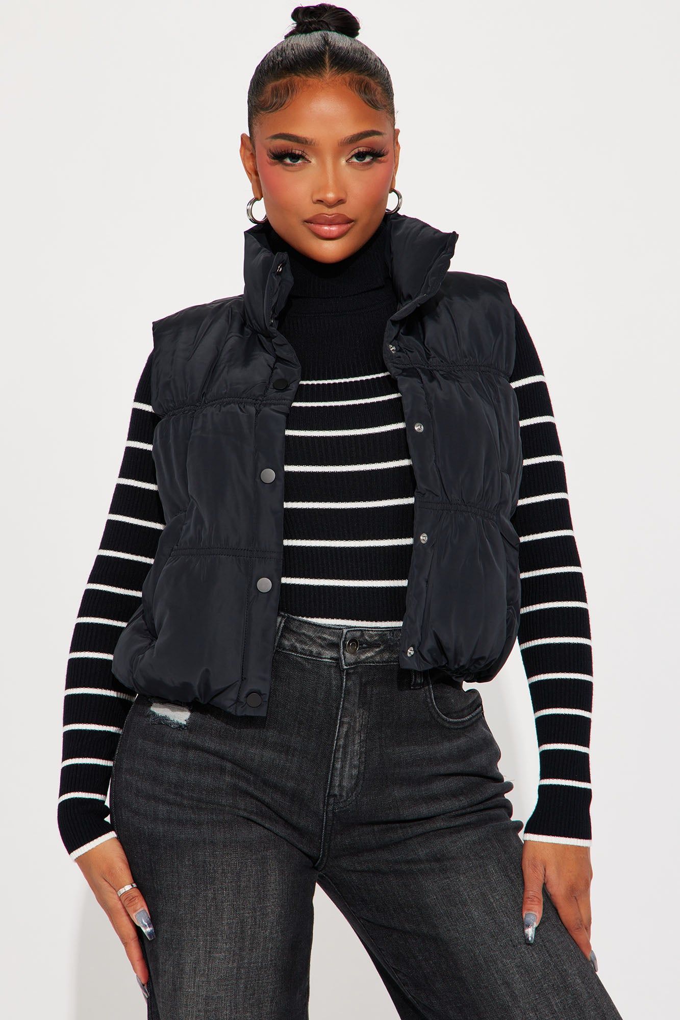 Stella Puffer Vest - Black sold by Fashion Nova