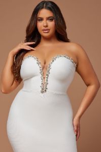 Odessa Embellished Bandage Gown - White sold by Fashion Nova