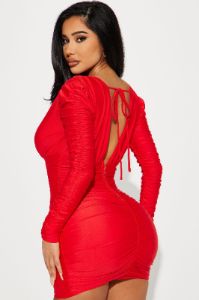Janet Ruched Mini Dress - Red sold by Fashion Nova