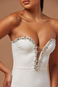 Odessa Embellished Bandage Gown - White sold by Fashion Nova
