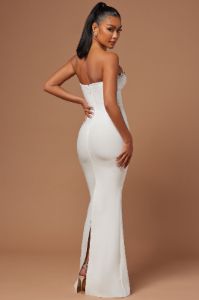 Odessa Embellished Bandage Gown - White sold by Fashion Nova