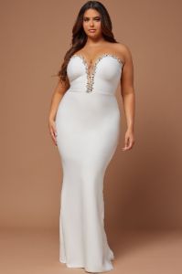 Odessa Embellished Bandage Gown - White sold by Fashion Nova