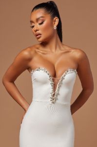 Odessa Embellished Bandage Gown - White sold by Fashion Nova