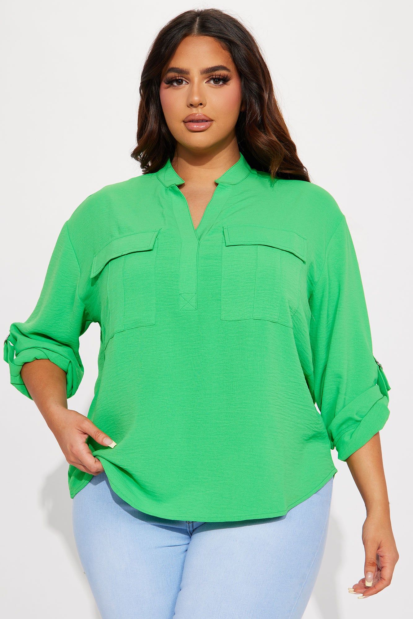 Solange Blouse Top - Kelly Green sold by Fashion Nova product image thumbnail 4