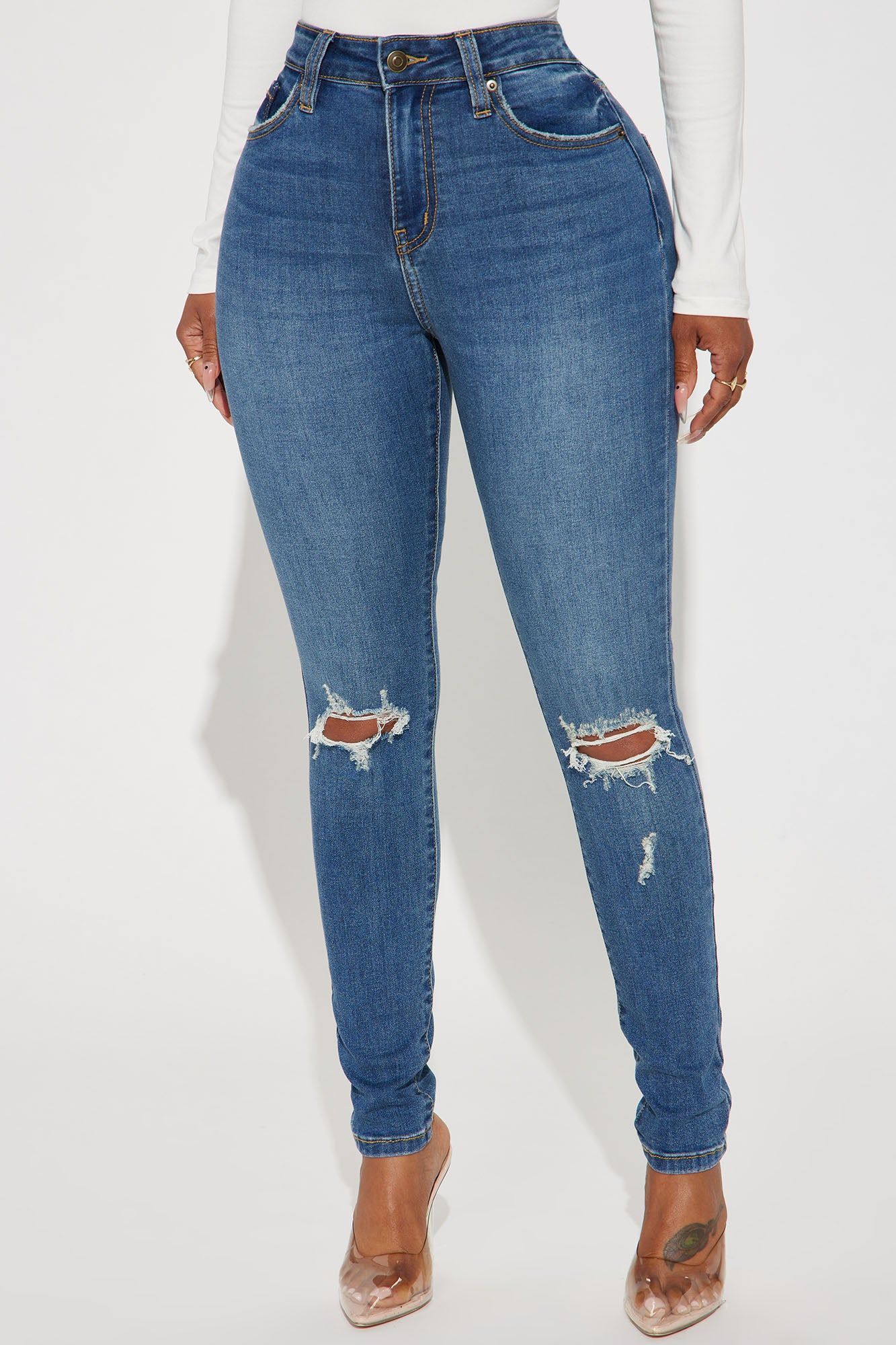 Kinsley Control Curvy Stretch Skinny Jeans - Medium Wash sold by Fashion Nova product image thumbnail 2