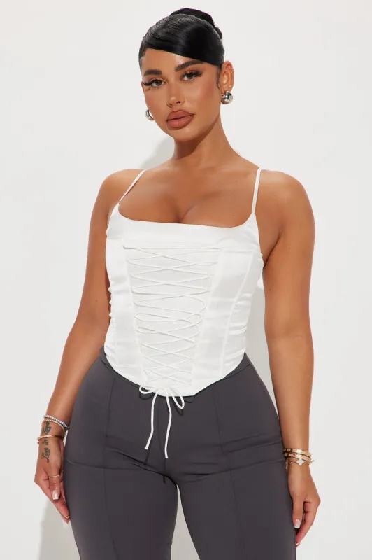 Margot Satin Corset Top - Ivory sold by Fashion Nova
