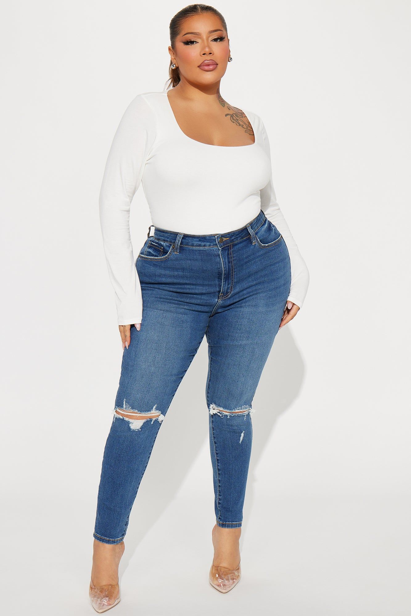 Kinsley Control Curvy Stretch Skinny Jeans - Medium Wash sold by Fashion Nova product image thumbnail 5