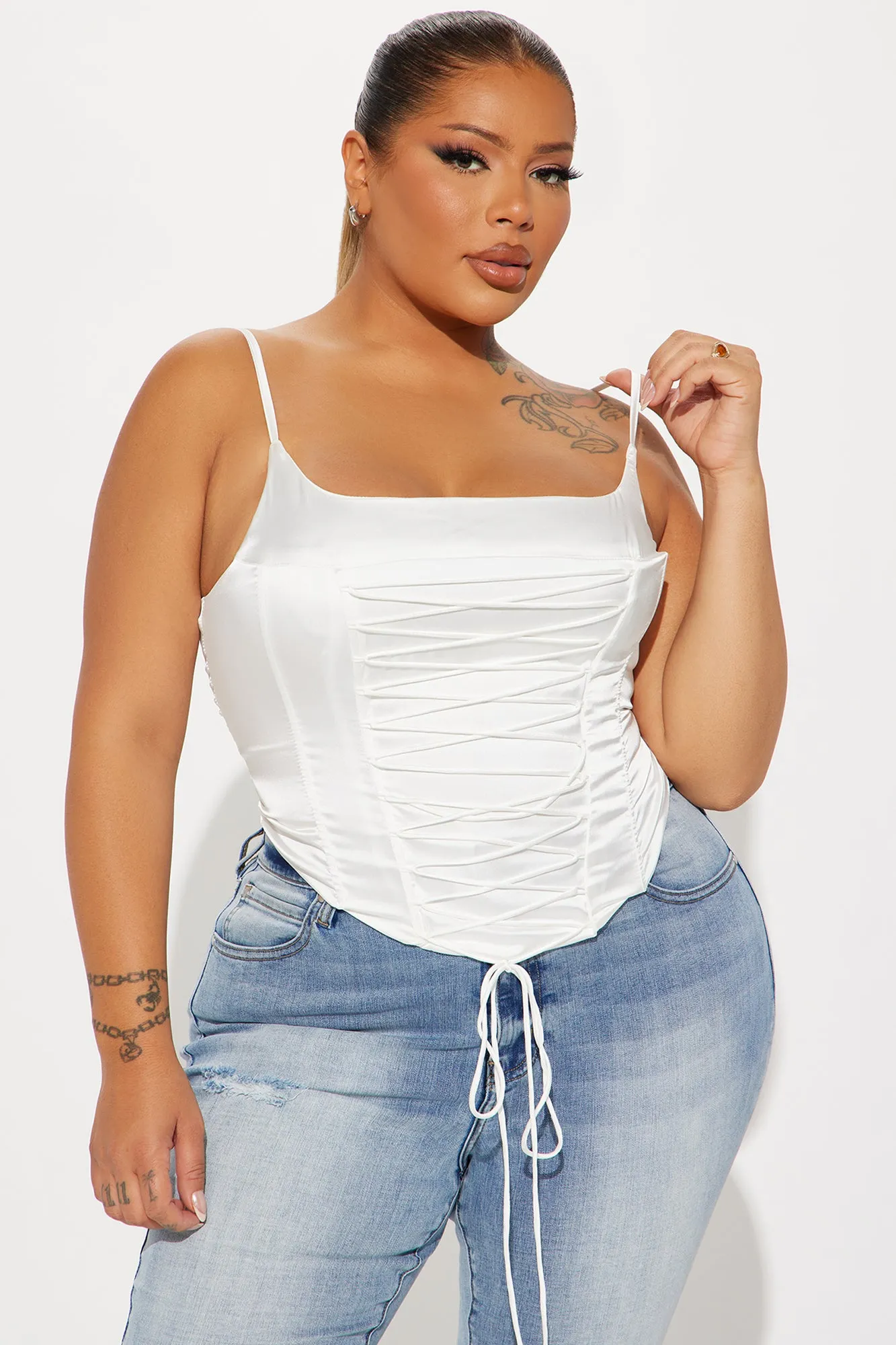 Margot Satin Corset Top - Ivory sold by Fashion Nova product image thumbnail 4