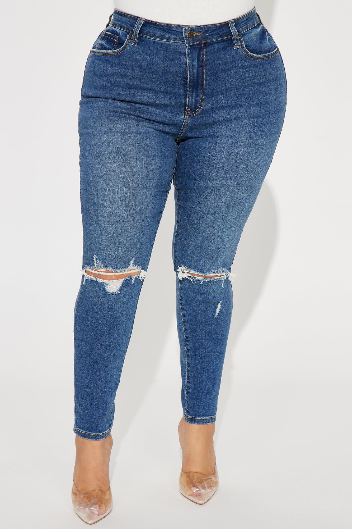 Kinsley Control Curvy Stretch Skinny Jeans - Medium Wash sold by Fashion Nova product image thumbnail 6