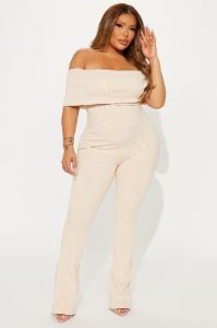 Janelle Snatched Jumpsuit - Cream sold by Fashion Nova