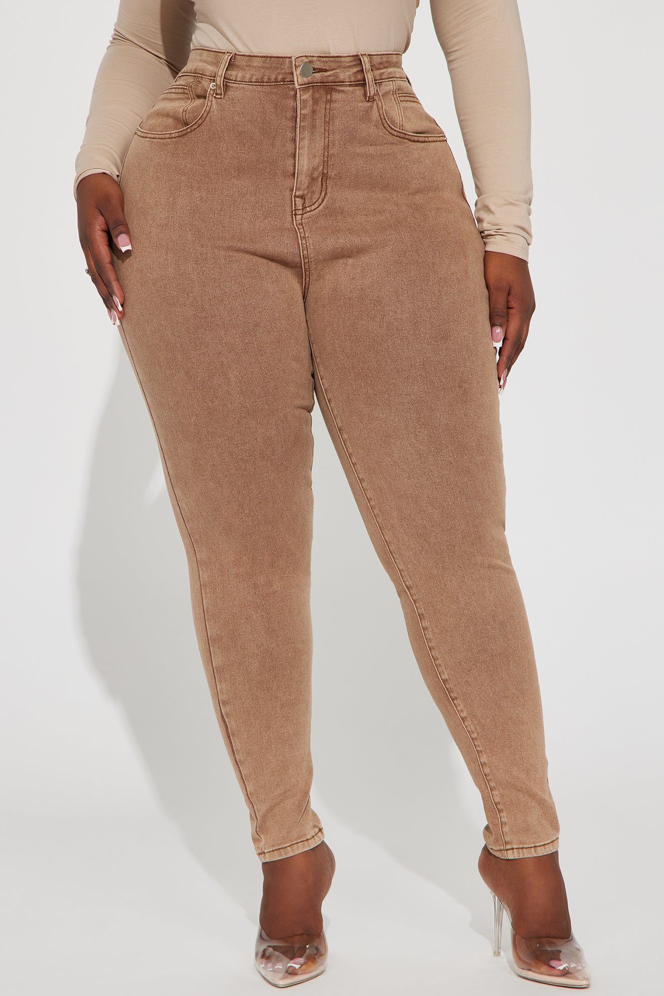 Shape Up Sculpting Stretch Skinny Jeans - Brown sold by Fashion Nova product image thumbnail 6