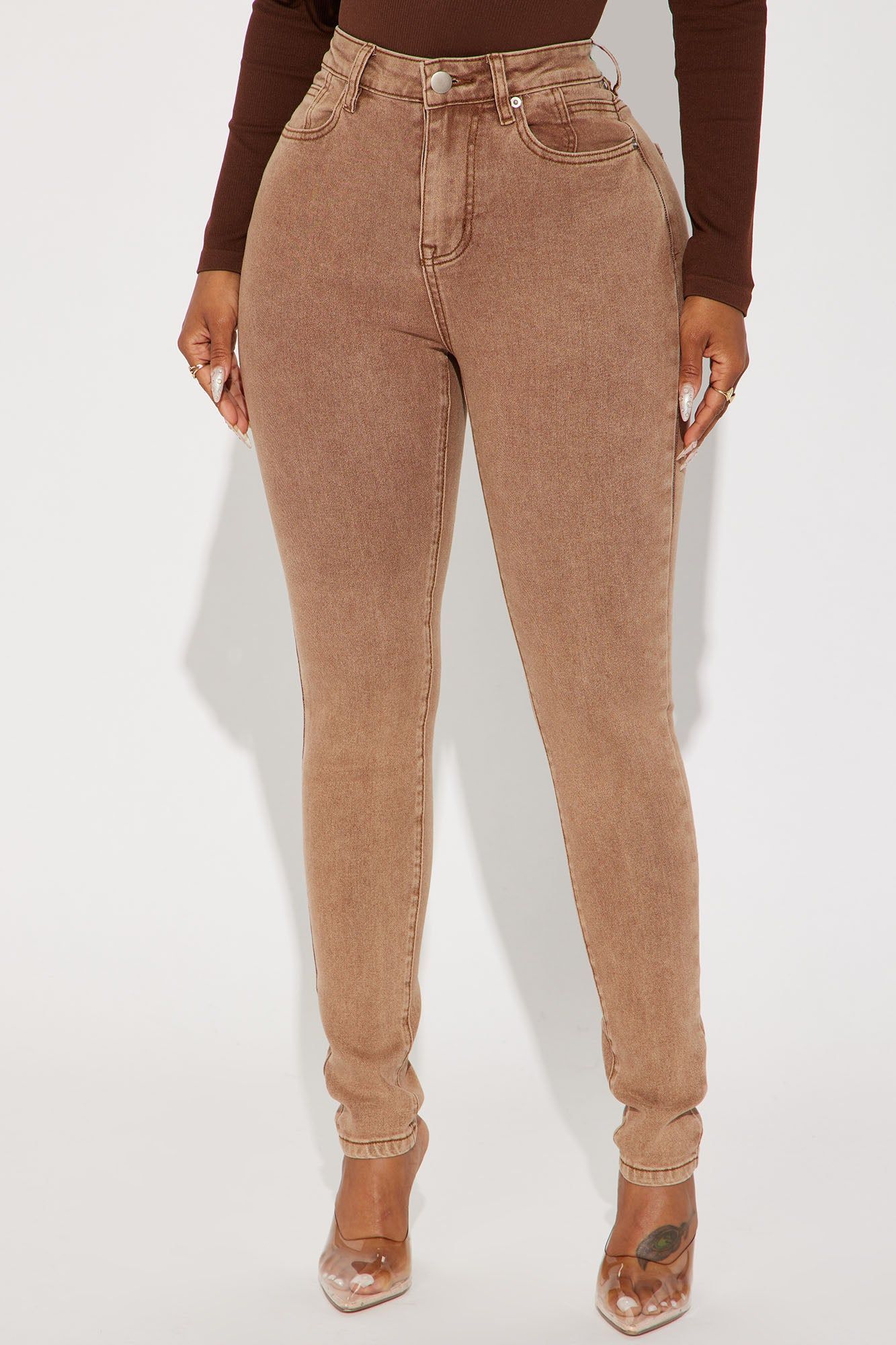 Shape Up Sculpting Stretch Skinny Jeans - Brown sold by Fashion Nova product image thumbnail 2