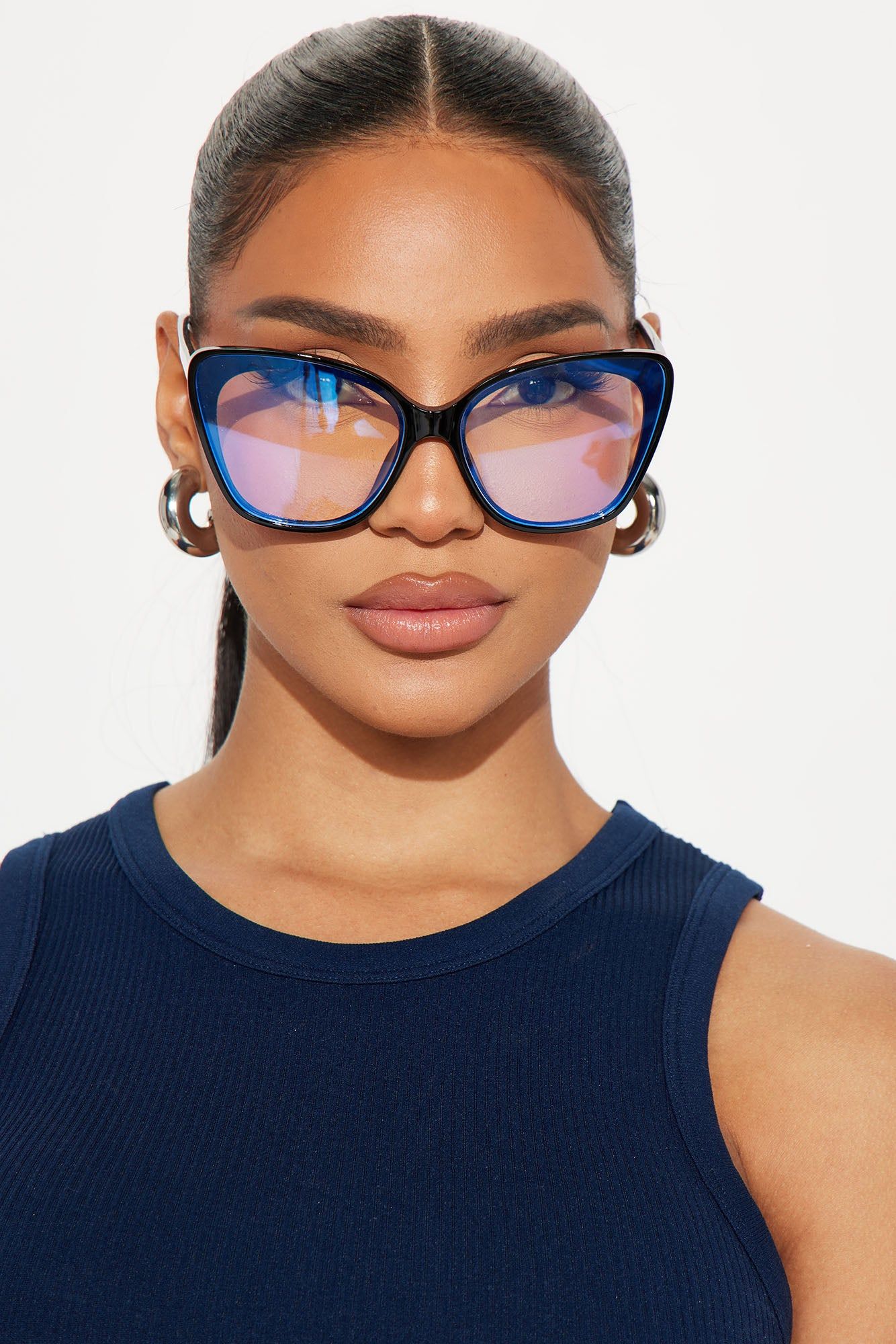 Mean Serious Business Blue Light Glasses - Black sold by Fashion Nova