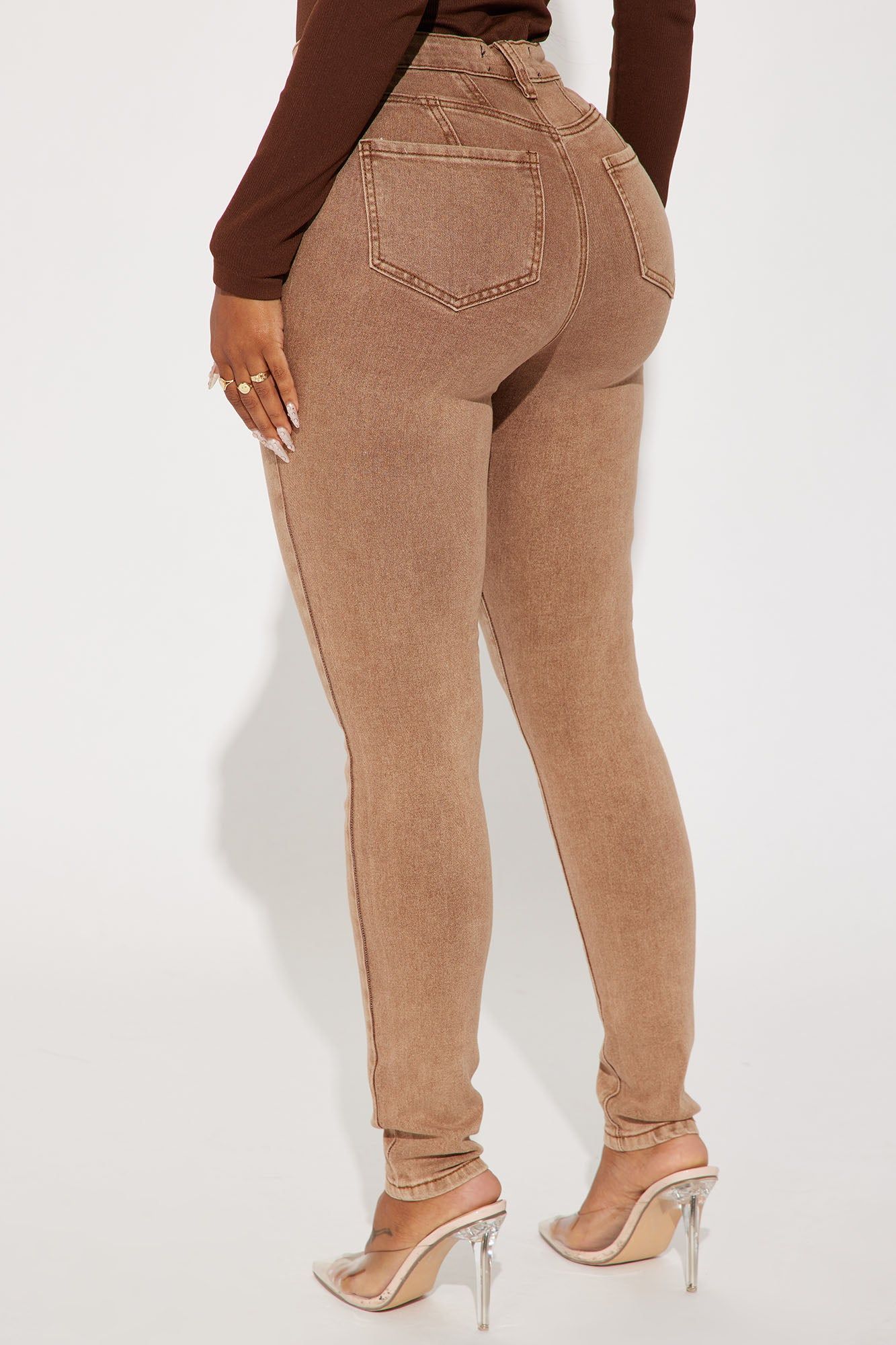 Shape Up Sculpting Stretch Skinny Jeans - Brown sold by Fashion Nova product image thumbnail 3