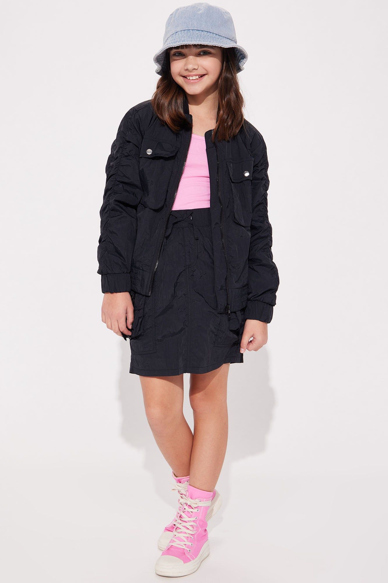 Mini Nylon Bomber Jacket - Black sold by Fashion Nova