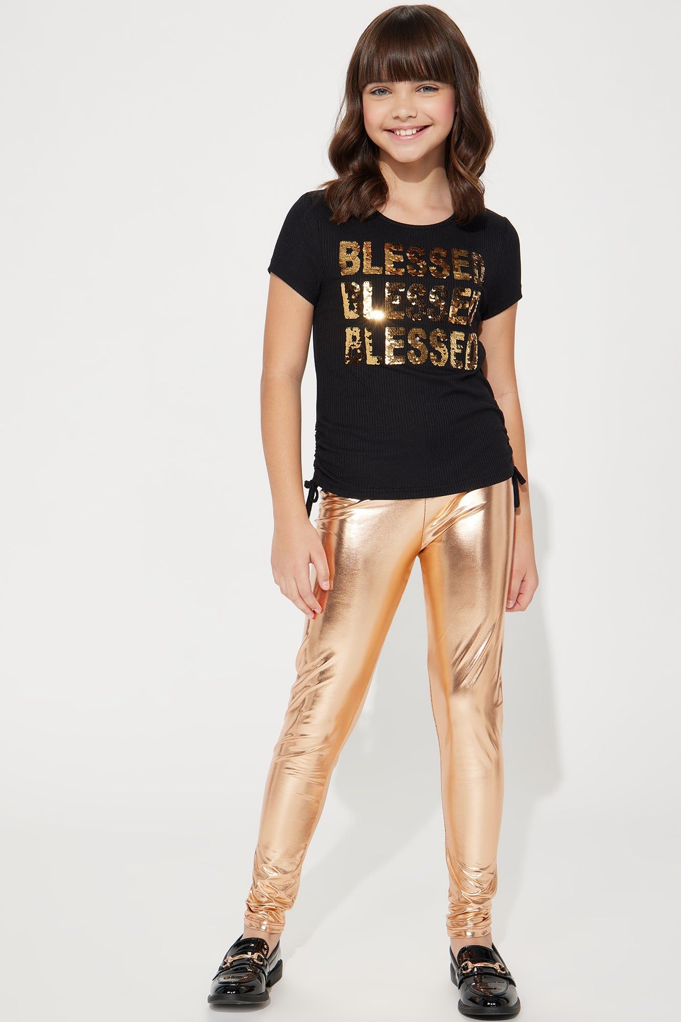 Mini Liquid Drip Legging - Rose Gold sold by Fashion Nova