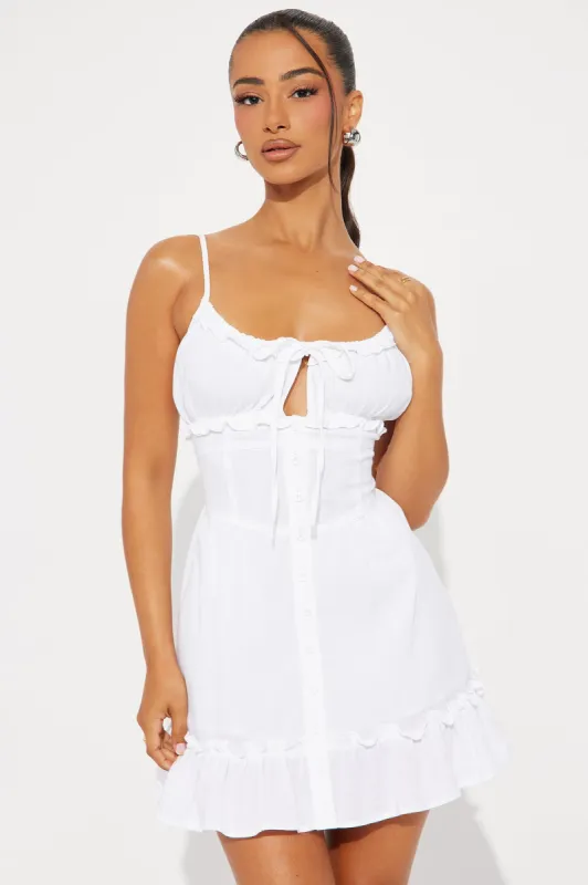 Keke Cotton Mini Dress - White sold by Fashion Nova