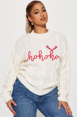 Ho Ho Ho Sweater - Ivory/combo sold by Fashion Nova