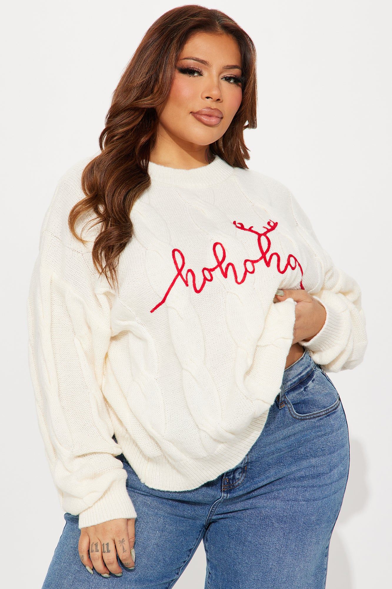Ho Ho Ho Sweater - Ivory/combo sold by Fashion Nova product image thumbnail 5