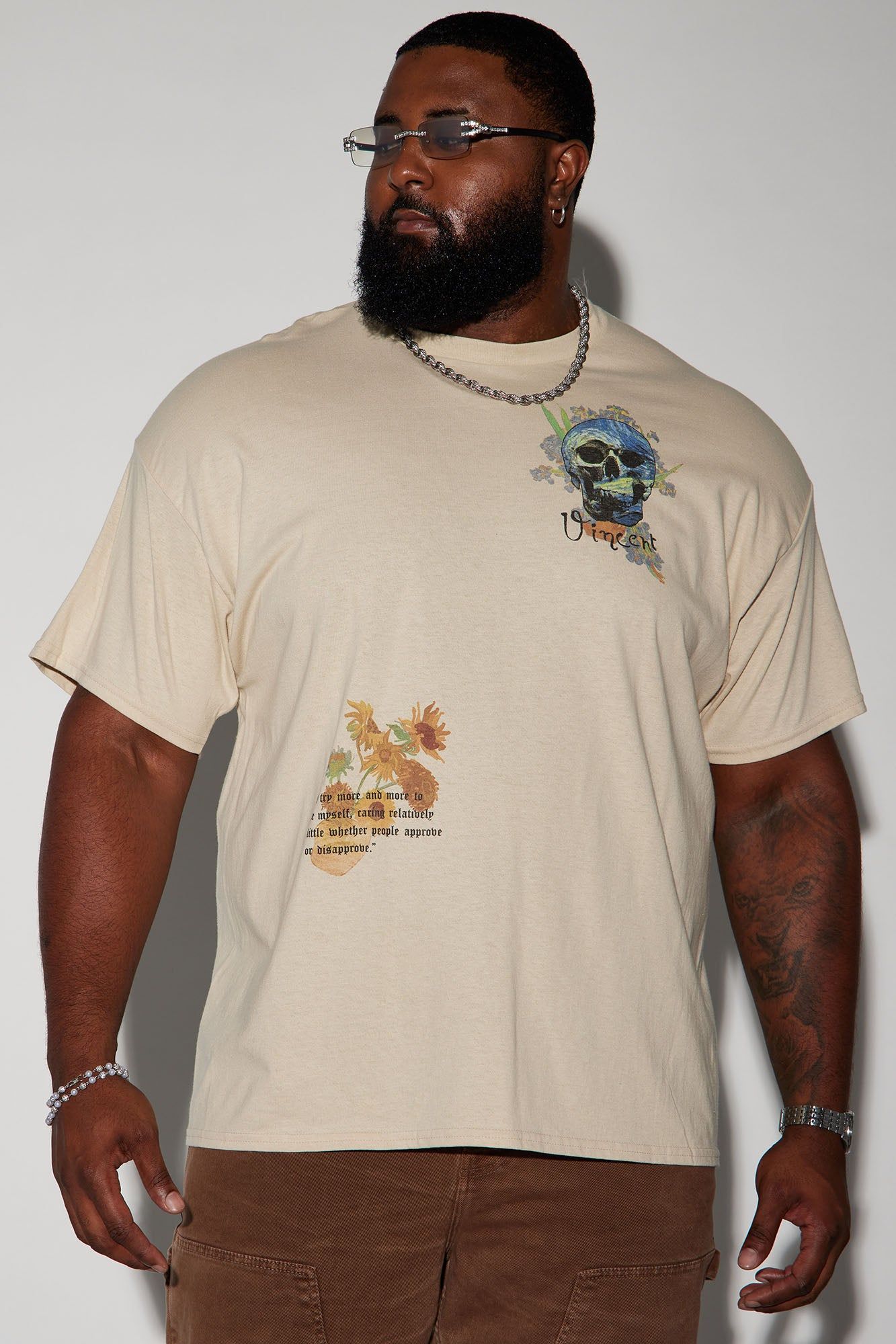 Vincent Van Gogh Sunflowers Short Sleeve Tee - Sand sold by Fashion Nova product image thumbnail 5